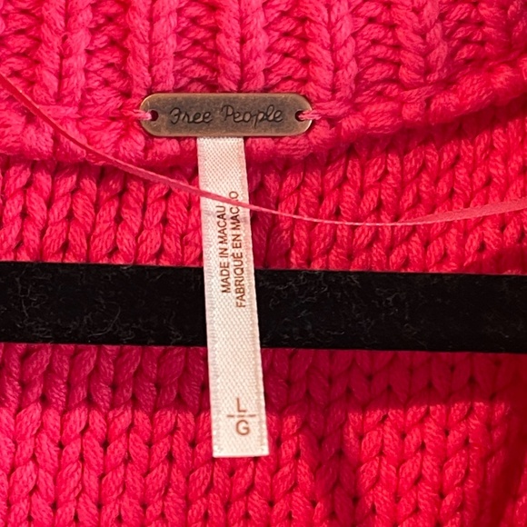 Free People Alli Oversized Slouchy V-Neck Sweater. Pink - Large - NWT - Picture 3 of 6